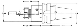 Porte-outil (support) flottant pour alésoirs SK 45 (DIN 69 871A) ESX 12 (ER 11)