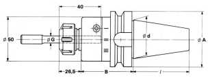 Porte-outil (support) flottant pour alésoirs SK 40 (DIN 69 871A) ESX 20 (ER 20)