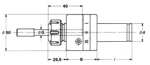 Floating Reamer Holder cylindrical with flat Ø 16 x 50 ESX 20 (ER 20)